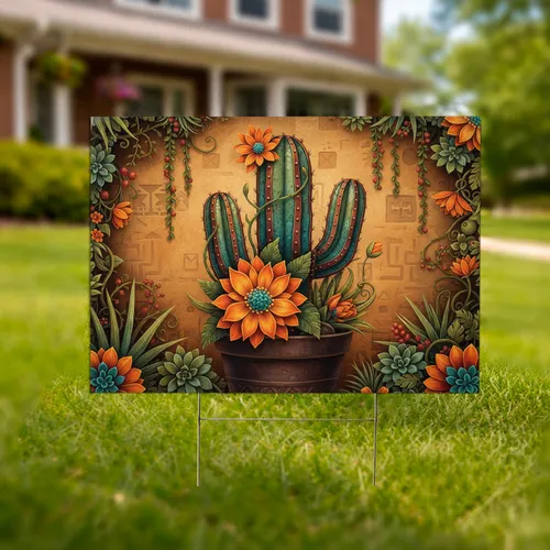 Metal Art Saguaro Cactus Desert Flora Southwestern Home Accent Decor Yard Sign