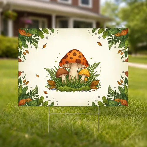 Mushrooms Forest Clearing - Garden Outdoor Home Decor Gift for Nature Lovers Yard Sign