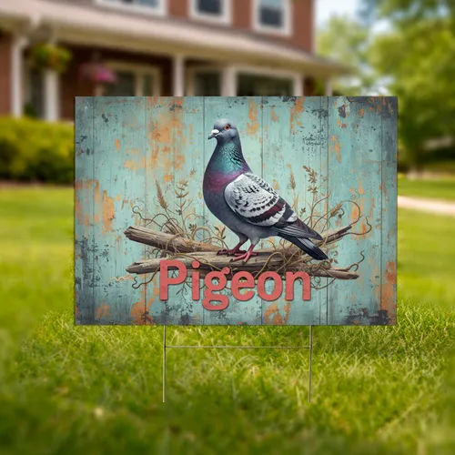 Rock Dove Pigeon Word Rustic Weathered Wood - Farmhouse Home Decor Gift Yard Sign