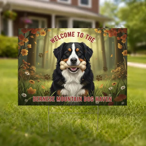 Bernese Mountain Dog Welcome Haven Sign - Outdoor Home Decor for Dog Lovers Yard Sign