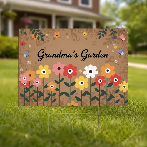 Grandma's Garden Flowers Butterflies - Garden Decor Gift for Grandma Yard Sign