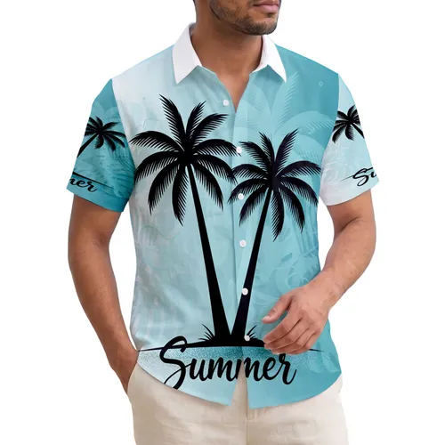 Palm Trees Summer Script Ocean Waves - Summer Vacation Gift Hawaiian Shirt
