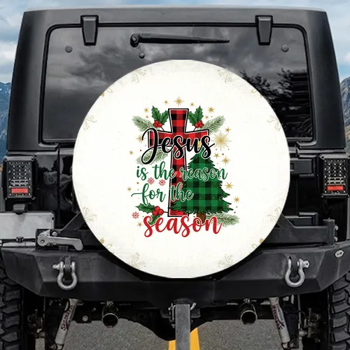 Jesus Is The Reason Cross Christmas Tree Holiday Season Gift Spare Tire Cover