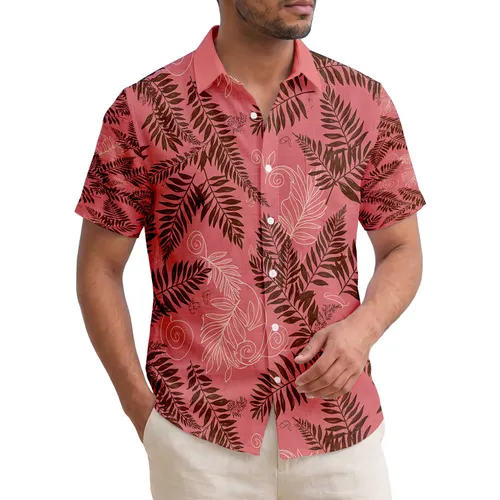 Dark Brown Fern Fronds Tropical Leaves Organic Swirls - Premium Tropical Home Decor Gift Hawaiian Shirt