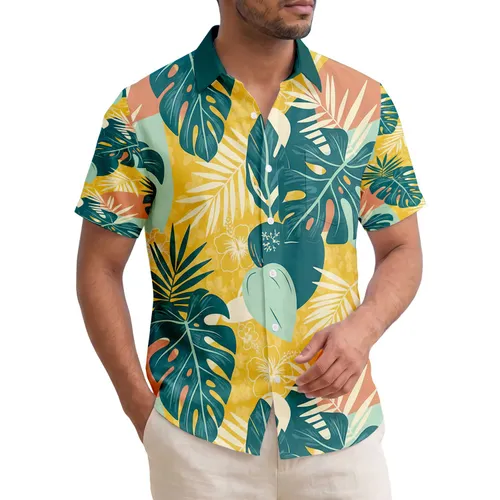 Heart Shaped Leaves Monstera Palm Fronds Coconut Fruit - Home Decor Gift Hawaiian Shirt