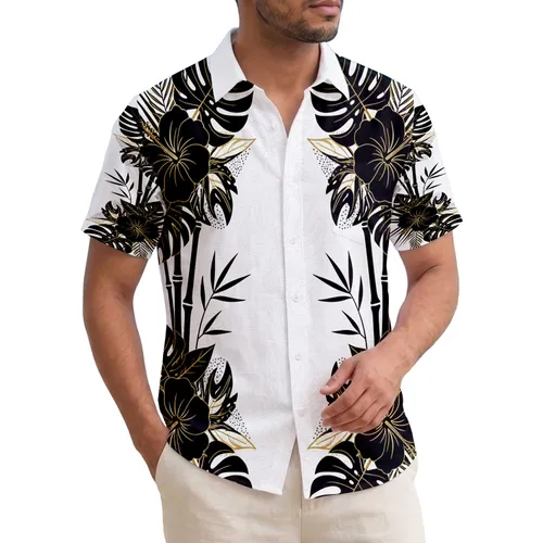 Tropical Hibiscus Spiky Leaves Bamboo Foliage - Home Decor Gift for Garden Lover Hawaiian Shirt