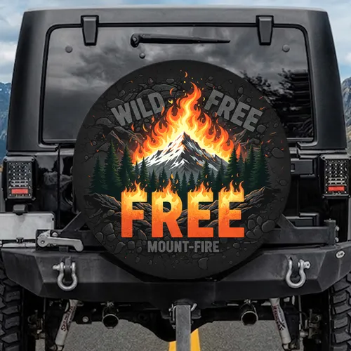 Fiery Mountain Wild Free Pine Peak - Outdoor Adventure Lifestyle Explorer Gift Spare Tire Cover
