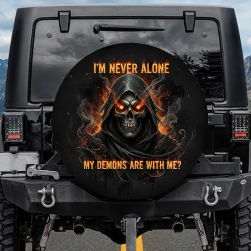 Grim Reaper Skull Glowing Eyes Demons Quote - Gothic Lifestyle Gift Spare Tire Cover