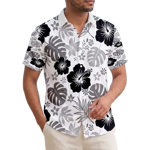 Balanced Hibiscus Tropical Leaves Palm Fronds Foliage - Travel Essentials Gift Hawaiian Shirt
