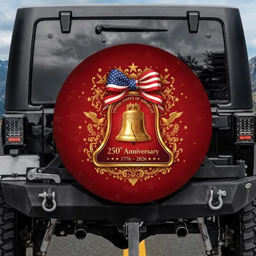 Patriotic Liberty Bell American Flag 250th Anniversary 1776-2026 Spare Tire Cover