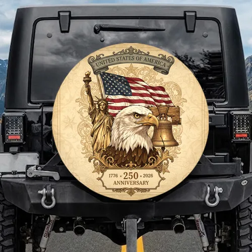 Bald Eagle American Flag 250th Anniversary Independence Day Gift Spare Tire Cover