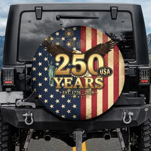 Bald Eagle American Flag 1776-2026 - USA 250th Anniversary Independence Day Gift Spare Tire Cover