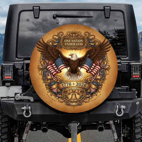 Bald Eagle American Flag Liberty Bell USA 250th Anniversary Independence Day for Veterans Spare Tire Cover