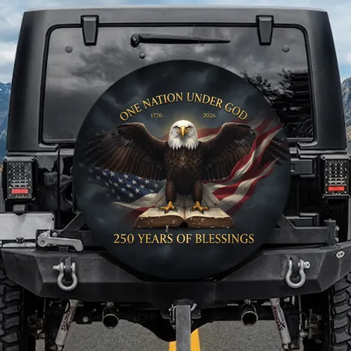 Bald Eagle American Flag 1776-2026 - USA 250th Anniversary Independence Day Gift for Dad Spare Tire Cover