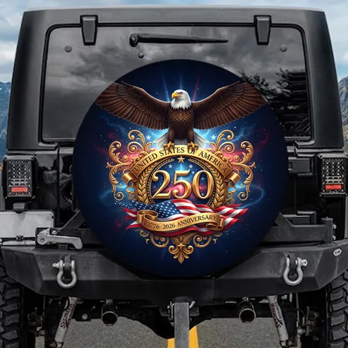 Bald Eagle American Flag 1776-2026 - USA 250th Anniversary Independence Day Spare Tire Cover