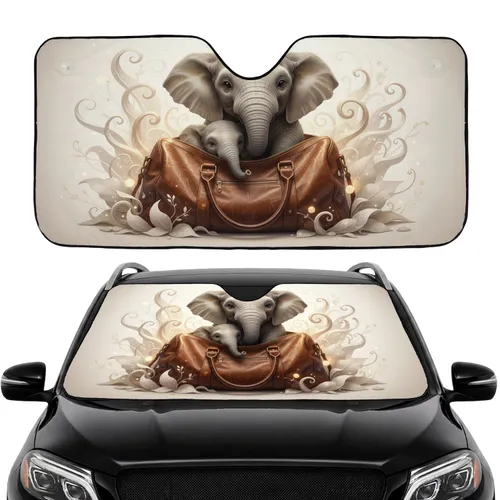 Baby Elephant Leather Duffel Bag Road Trip Essential Elephant Lover Gift Car Sunshade