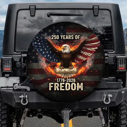 Bald Eagle American Flag We the People - USA 250th Anniversary Independence Day for Veterans Spare Tire Cover