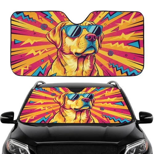 Labrador Retriever Blue Orange Sunglasses - Car Interior Upgrade for Dog Lover Car Sunshade