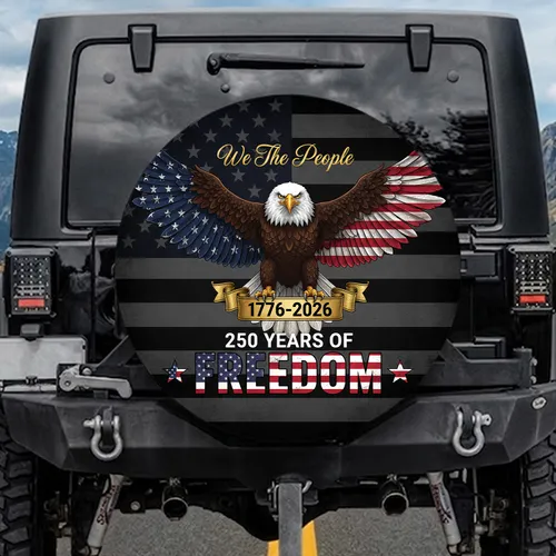 Bald Eagle American Flag 250th Anniversary Freedom - Independence Day Gift for Veterans Spare Tire Cover