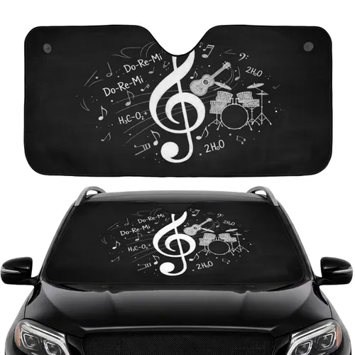 Treble Clef Musical Notes Science Symbols - Car Interior Upgrade Car Sunshade