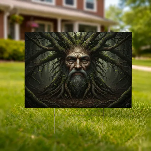 Majestic Tree Root Face Forest - Outdoor Decor Gift for Garden Lover Yard Sign