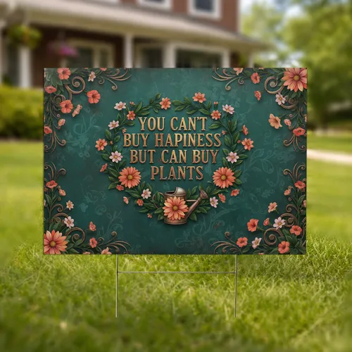 Plants Happiness Quote Garden Flowers - Plant Lover Gift Yard Sign