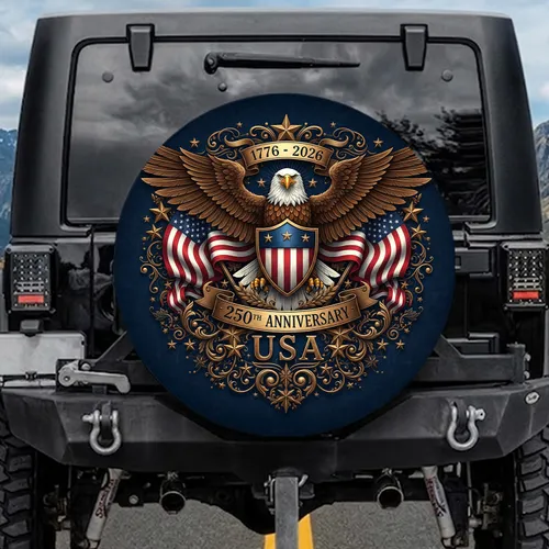 Bald Eagle American Flag 1776-2026 - USA 250th Anniversary Independence Day Gift for Dad Spare Tire Cover