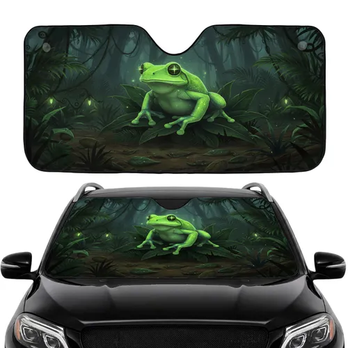 Sci-Fi Jungle Tree Frog Circuit Leaves - Car Interior Upgrade Car Sunshade