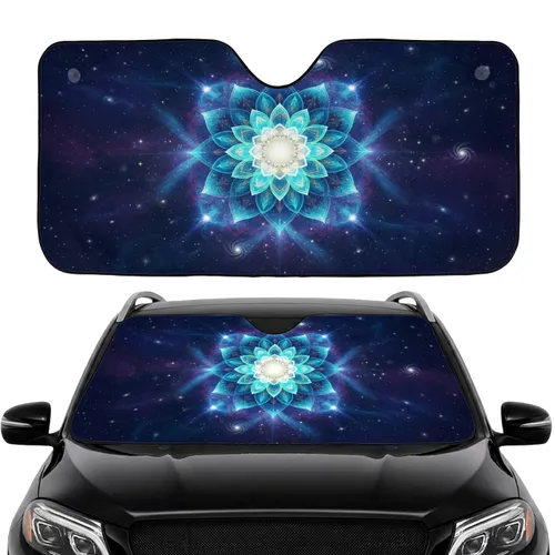 Vibrant Glowing Celestial Mandala Star Trails Cosmic Energy - Car Interior Upgrade Car Sunshade