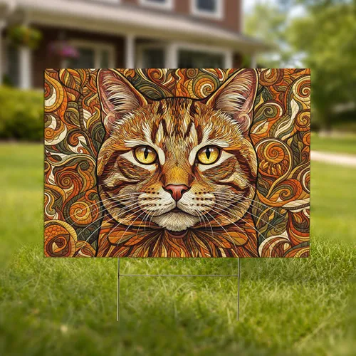 Majestic Cat Face Expressive Eyes - Cat Lover Home Decor Gift Yard Sign