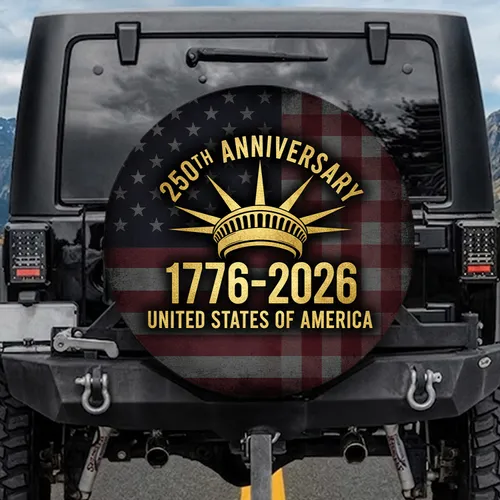 Statue of Liberty Crown 1776-2026 American Flag 250th Anniversary Gift For Veterans Spare Tire Cover