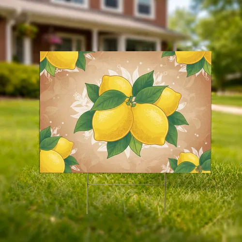Fresh Yellow Lemons Green Leaves Botanical - Home Decor Gift for Lemon Lover Yard Sign