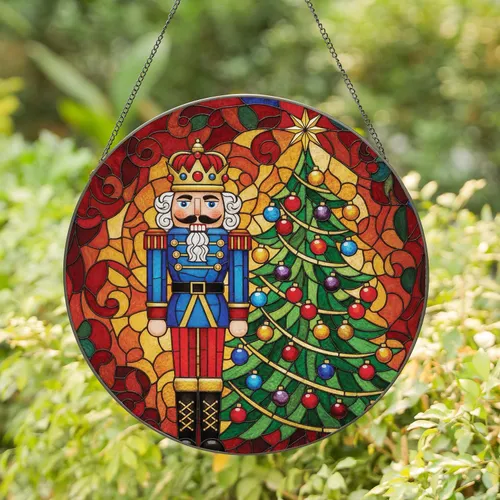 Regal Nutcracker Soldier Christmas Tree - Christmas Holiday Decor Gift Stained Glass Suncatcher