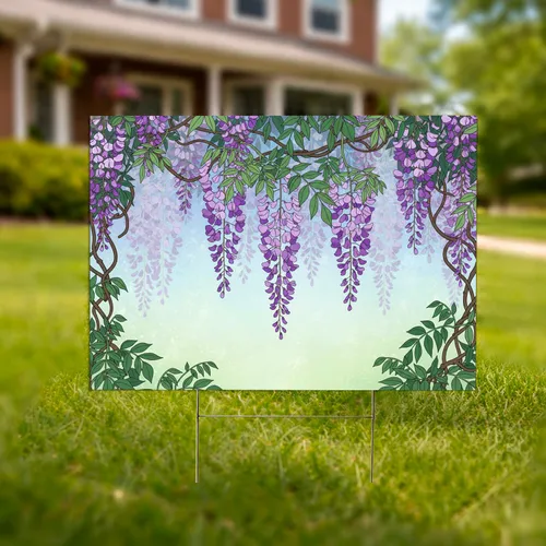 Lush Wisteria Flower Garden Vines - Botanical Home Decor Gift Yard Sign