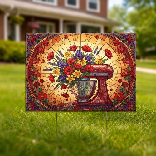 Kitchen Stand Mixer Poppies Daffodils Irises Lavender - Home Kitchen Decor Gift Yard Sign