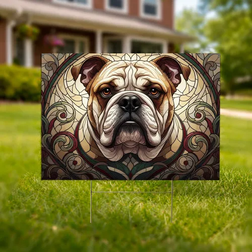 Majestic English Bulldog Stained Glass - Home Decor Gift for Dog Lovers Yard Sign