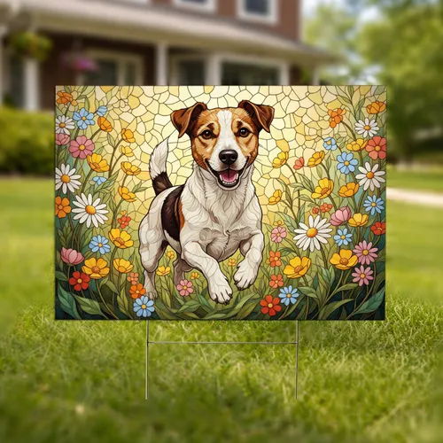 Jack Russell Terrier Wildflower Meadow - Home Decor Gift for Dog Lovers Yard Sign
