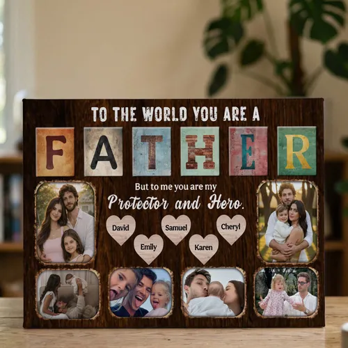 Custom Canvas For Mom And Dad, Personalized Mother's Day Father's Day Gifts, Parents Birthday Christmas Gifts Canvas Wall Art, Mother Father You Are The World, Personalized Family Canvas From Kids
