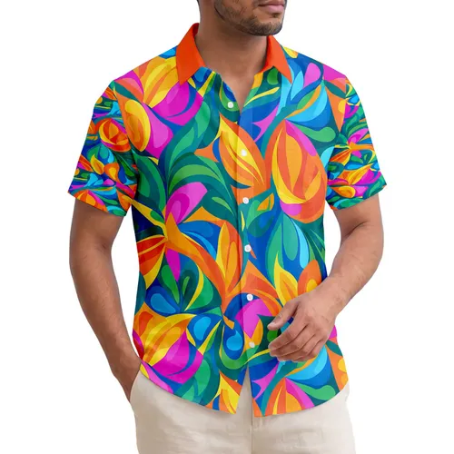 Curvilinear Tropical Leaves Petals Waves Interwoven - Home Decor Gift for Tropical Lifestyle Hawaiian Shirt