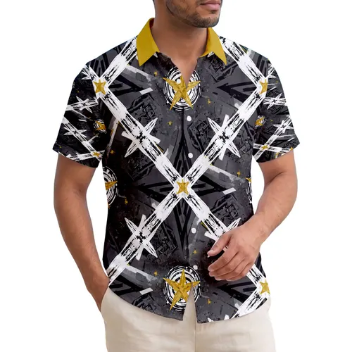 Five-Point Stars Circular Emblem Geometric Shards - Home Decor Gift Hawaiian Shirt