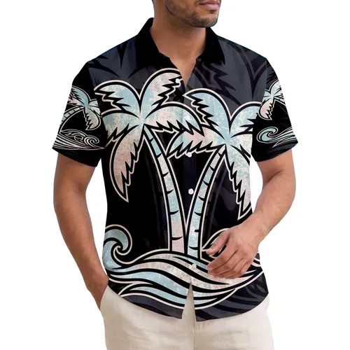 Tropical Palm Trees Hibiscus Ocean Waves - Travel Essentials Gift for Vacationer Hawaiian Shirt