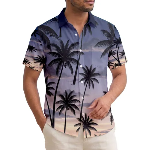 Tropical Palm Trees Cloud Formations Twilight Sky - Island Getaway Decor Gift Hawaiian Shirt