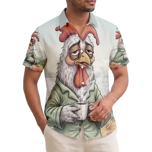 Tired Rooster Coffee Mug Tropical Beach - Morning Ritual Gift for Rooster Lover Hawaiian Shirt