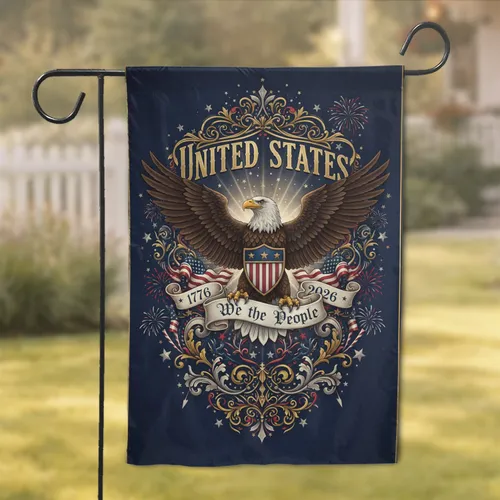 Bald Eagle American Flag We the People 1776-2026 - USA 250th Anniversary Independence Day Gift Garden Flag