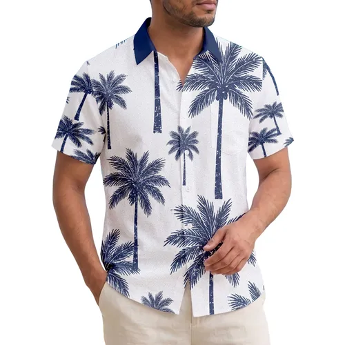 Tropical Island Coconut Palm Tree Grove Vacation Travel Essentials Gift for Island Lovers Hawaiian Shirt
