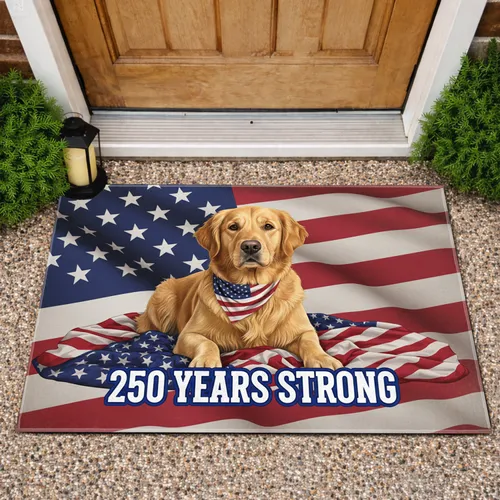 Golden Retriever American Flag - USA 250th Anniversary Independence Day Gift for Dog Lovers Doormat