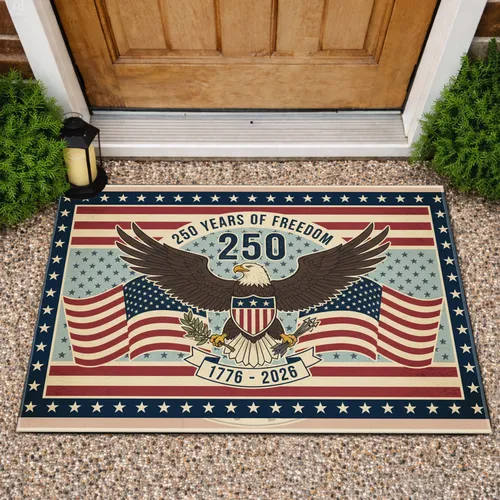 Bald Eagle American Flag 1776-2026 - USA 250th Anniversary Independence Day for Veterans Doormat