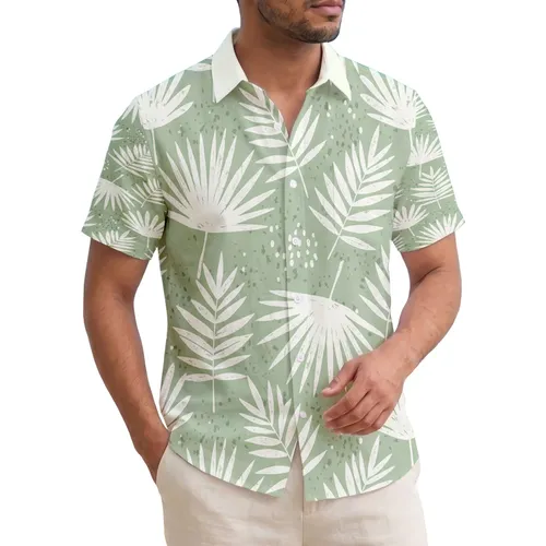Palmate Pinnate Tropical Palm Leaves - Tropical Island Lifestyle Gift Hawaiian Shirt