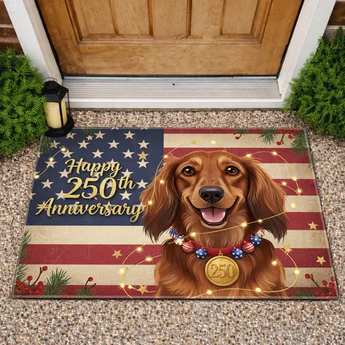 Dachshund Dog American Flag - USA 250th Anniversary Home Decor Gift Doormat