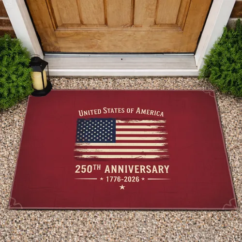 Distressed American Flag 1776-2026 - United States 250th Anniversary Doormat